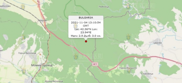 4 ноября 2021 года в Болгарии произошло землетрясение