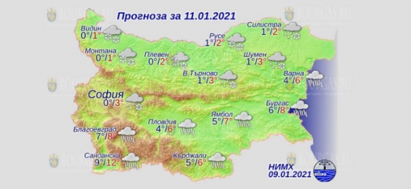 10 января в Болгарии — днем +12°С, в Причерноморье +8°С