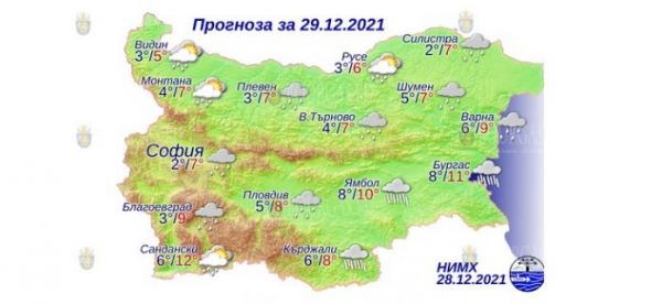 29 декабря в Болгарии — днем +12°С, в Причерноморье +11°С