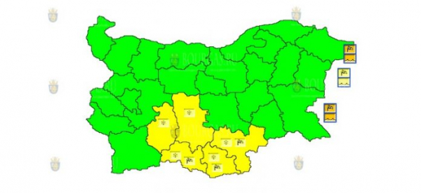 12 января в Болгарии объявлен снежный/ветреный Желтый код опасности