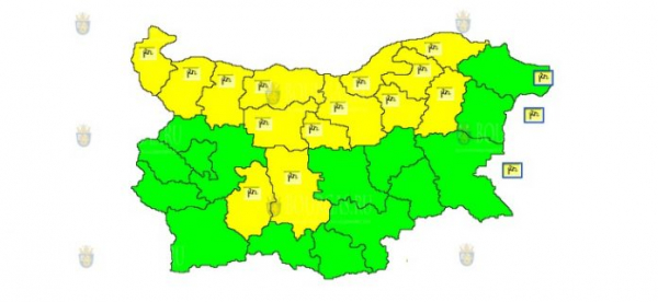 30 января в Болгарии объявлен ветреный Желтый код опасности