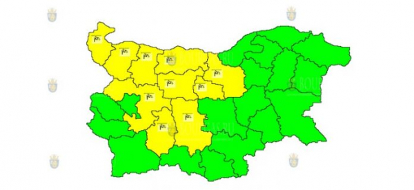 В первый день Нового года в Болгарии объявлен ветреный Желтый код опасности