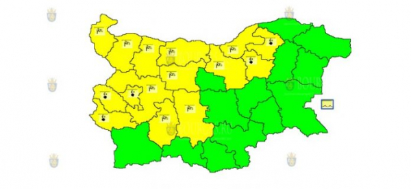 23 января в Болгарии объявлен ветреный/морозный Желтый код опасности