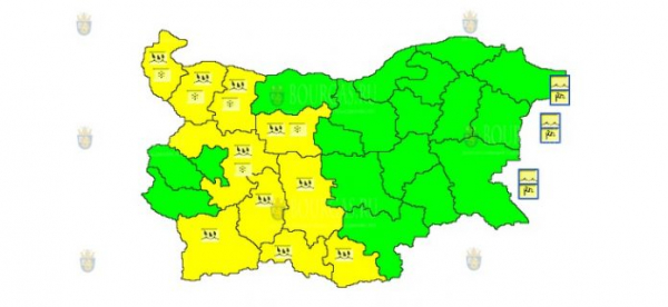 10 января в Болгарии объявлен дождевой/снежный Желтый код опасности