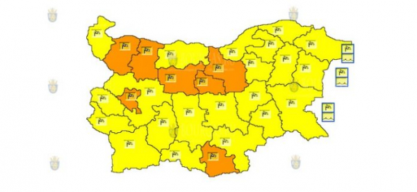 31 марта в Болгарии объявлен ветреный Оранжевый и Желтый коды опасности