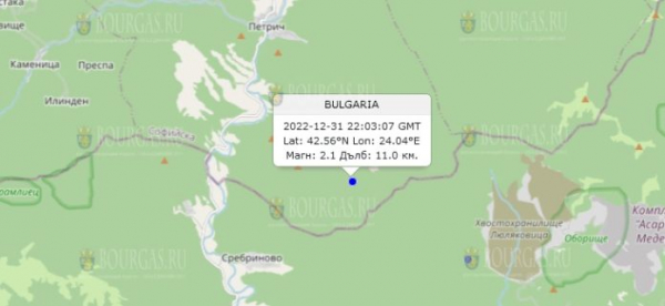 Землетрясение Болгария, 31 декабря 2022 года в Болгарии произошло землетрясение